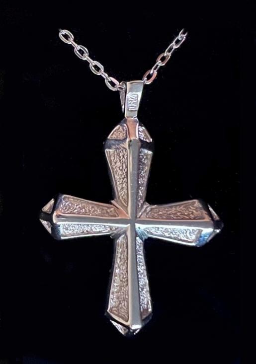 RELICARIO JOYA PLATA CRUZ PUNTAS