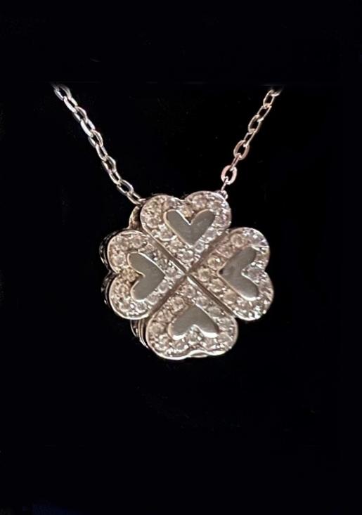 RELICARIO JOYA PLATA TREBOL 4 HOJAS